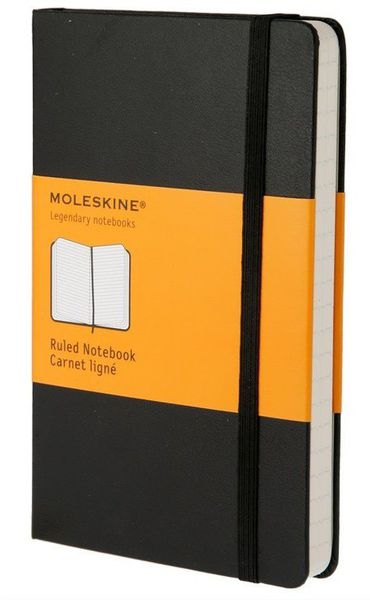 Moleskine hardcover, black, ruled